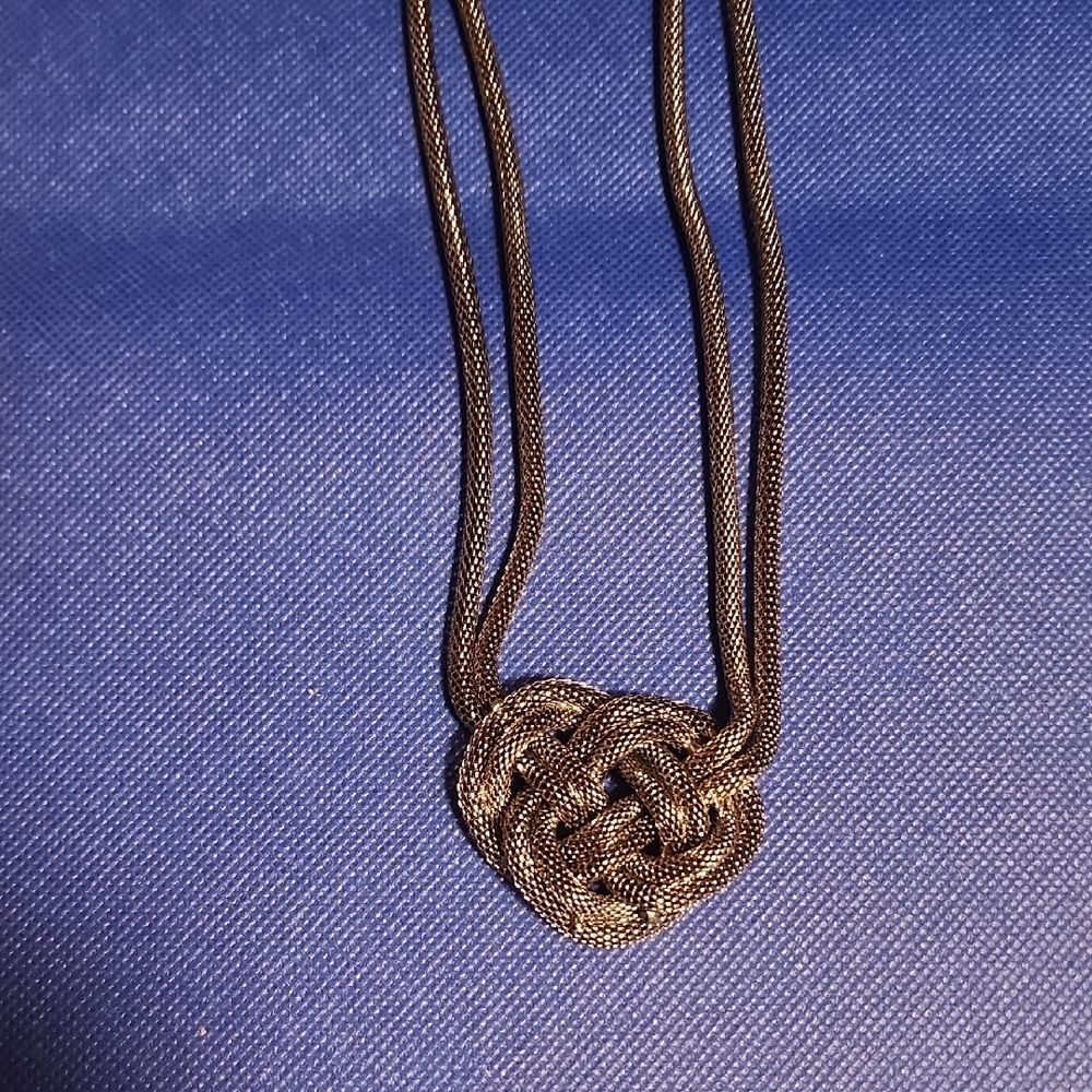 Black And Silver Toned 17 Inch Knot Pendant Necklace